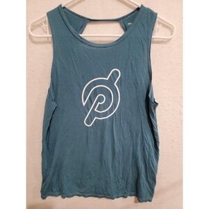 Peloton Open‎ Back Tank Top Womens Small Teal Blue Sleeveless Twisted Back Logo
